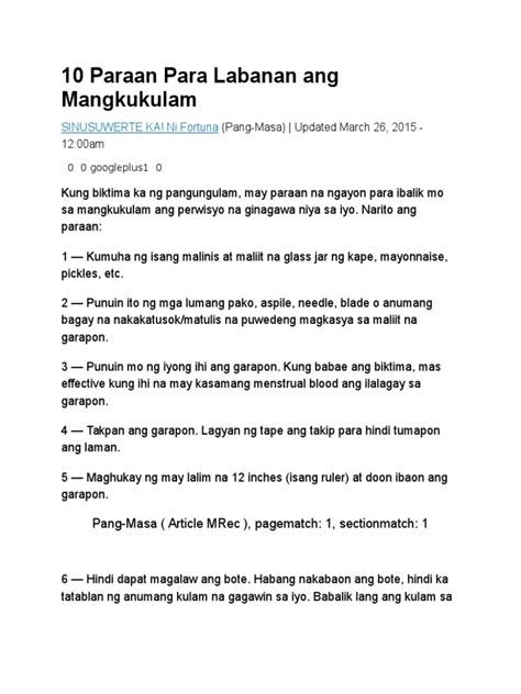 Mga Paraan Para Labanan ang mga Pampanipis ng .